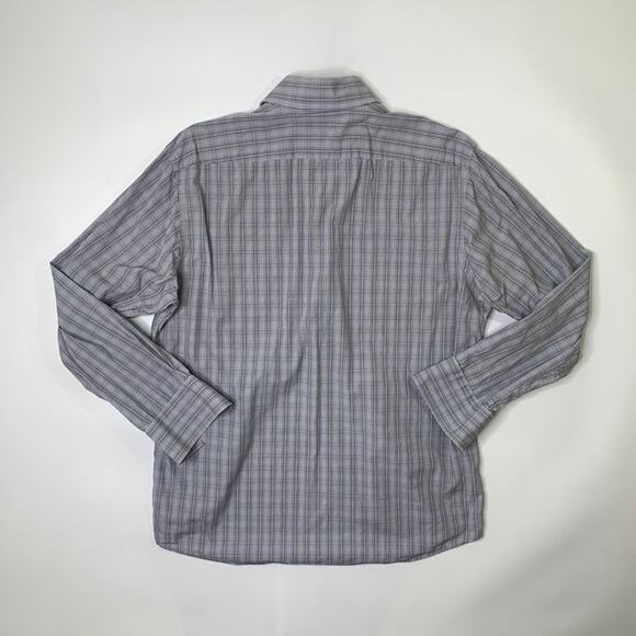 Hugo Boss Shirt Mens 41 Grey Regular Fit Check Button Up Long Sleeve Dress - Picture 5 of 7